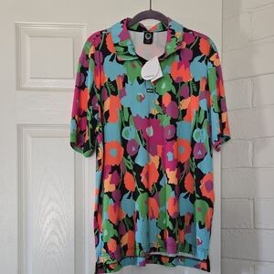 Neff Multicolor Floral Polo Shirt Size Medium
